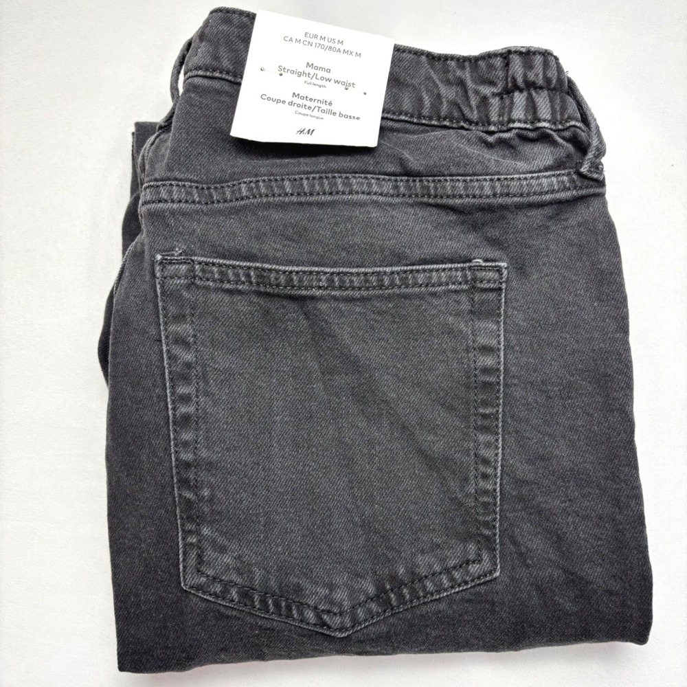 HM Mama Maternity Straight Low Waist Jeans Washed Black Size M NWT